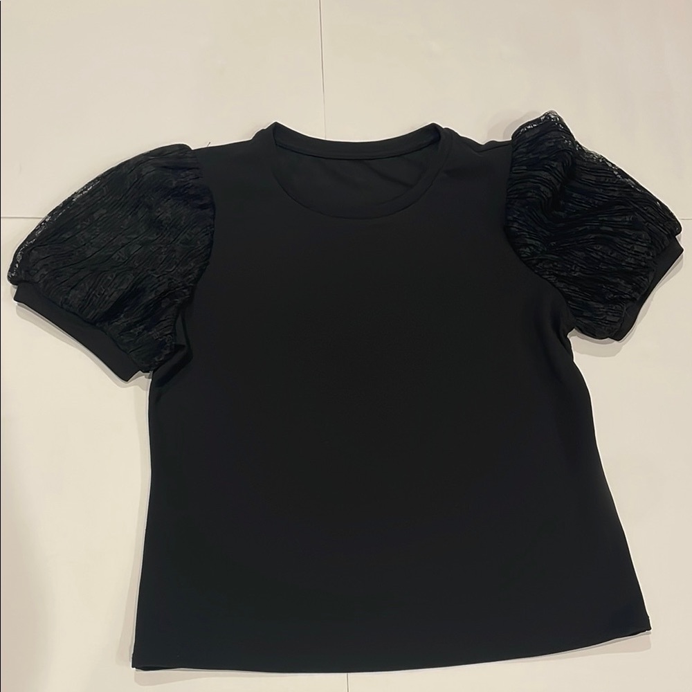 Elegant Black Puff Sleeve Top